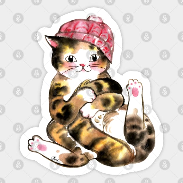 Winter cute cat hug tail Sticker by juliewu
